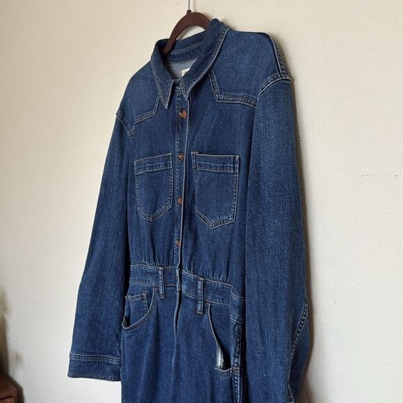 Madewell | Denim Western Midi Shirtdress in Laselle Wash Blue Long Sleeve Size 8 - Picture 8 of 9